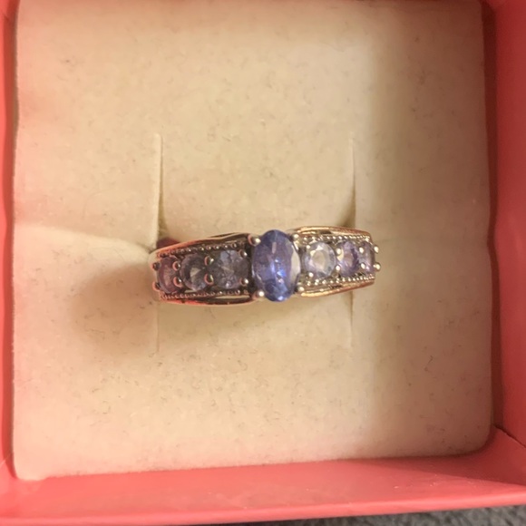 Genuine Tanzanite sterling silver ring 1 ctw - Picture 5 of 8